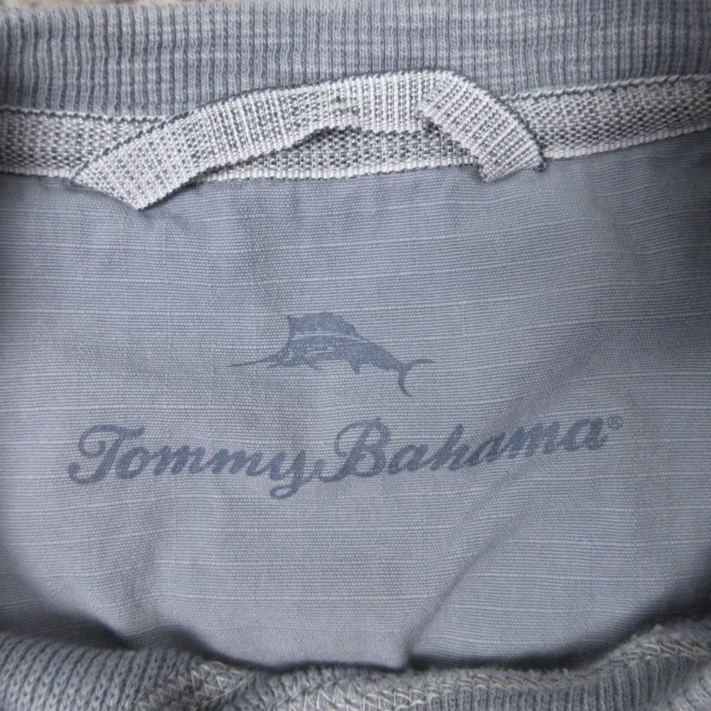 Tommy Bahama Sweater Mens Small Gray Crewneck Sweatshirt Blue Marlin Logo Raglan